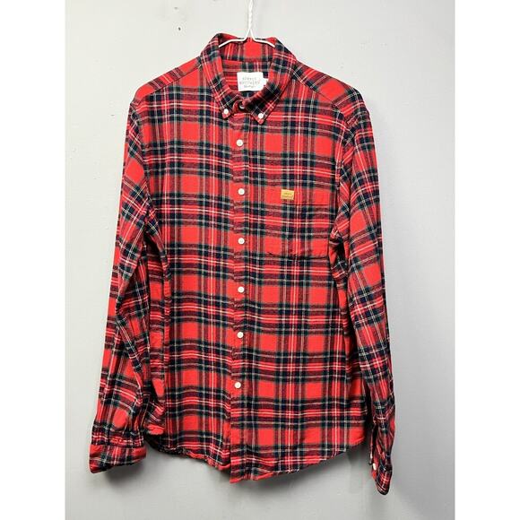 Simply Southern Flannel‎ Shirt Men’s Large Red Raised Right Button Up Plaid - Picture 1 of 6